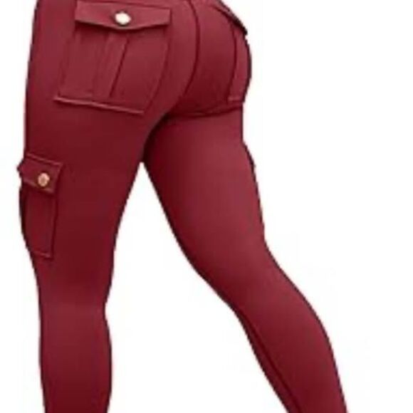 Red Cargo Leggings - Picture 2 of 4